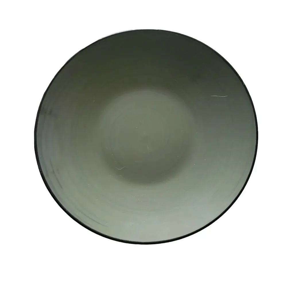 Thomson Pottery‎ Salad Plates Dark Green Inside Black Outside Vintage Set of 3
